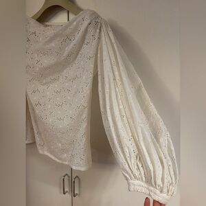 Vintage Yves Saint Laurent Broderie Anglaise / Eyelet White Blouse | FR 36